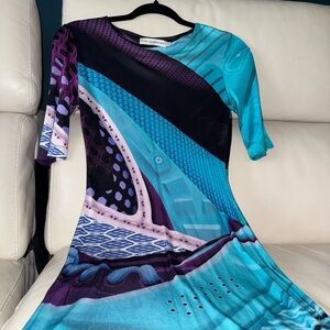 Artsy Print Mary Katranzou short sleeve silk dress